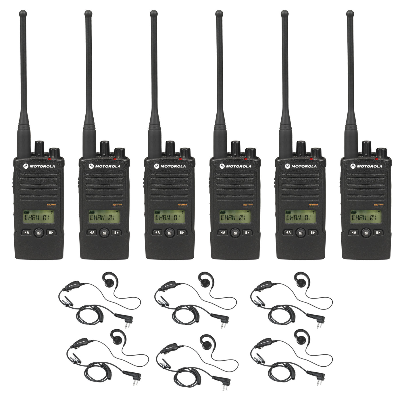 Motorola RDU4160D 6 pack with headsets – 6-pack bundle