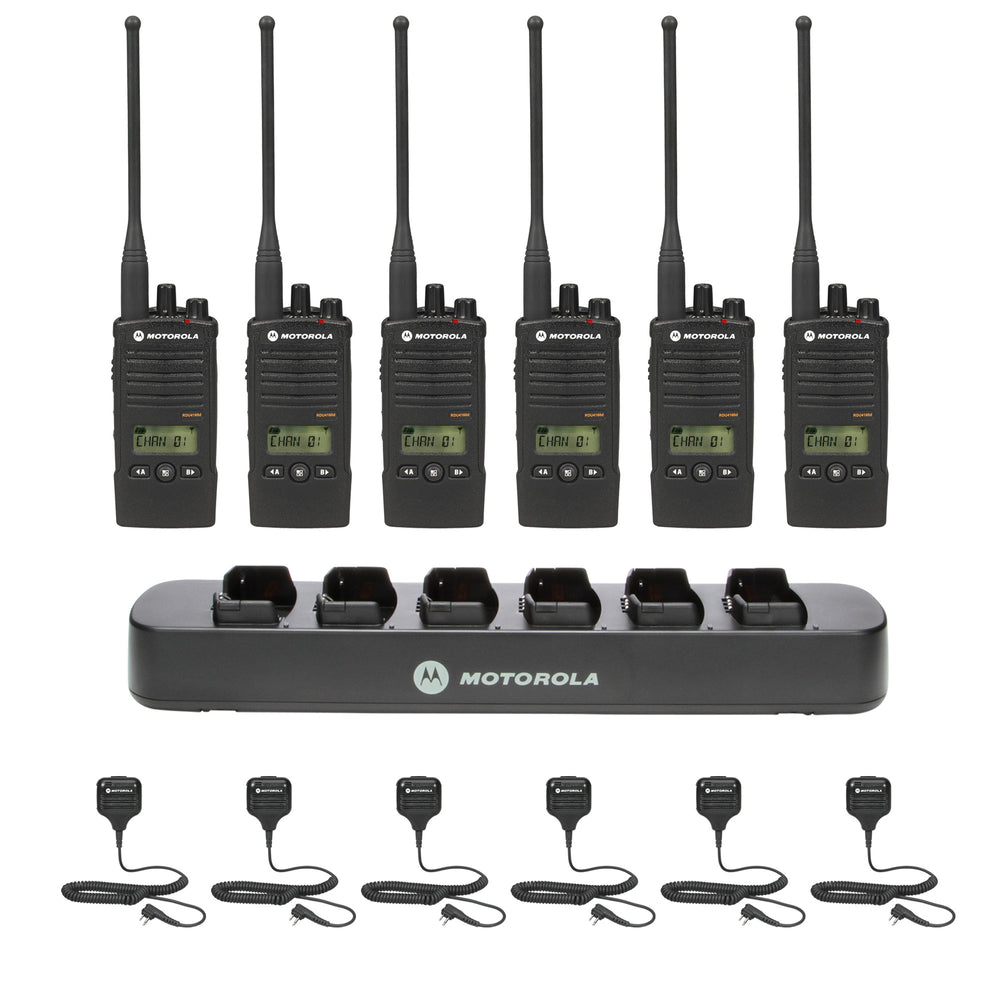 Motorola RDU4160D 6 pack with Multi Unit Charger and Speaker Microphones