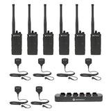 Motorola RDV5100 6 pack plus Multi Unit Charger and Speaker Microphones