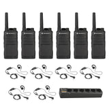 Motorola RMM2050 6 pack plus Multi Unit Charger plus headsets