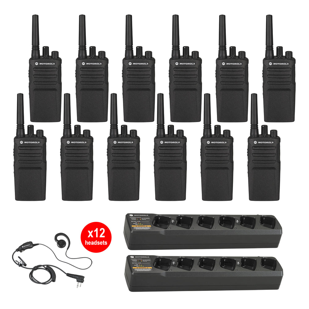 Motorola RMU2080 12 pack with Multi Unit Chargers and Headsets