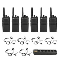 Motorola RMU2080 6 pack with Multi Unit Charger and Headsets
