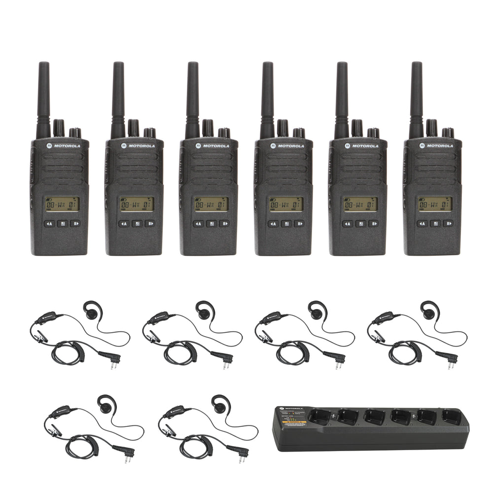 Motorola RMU2080D 6 pack with Multi Unit Charger and Headsets