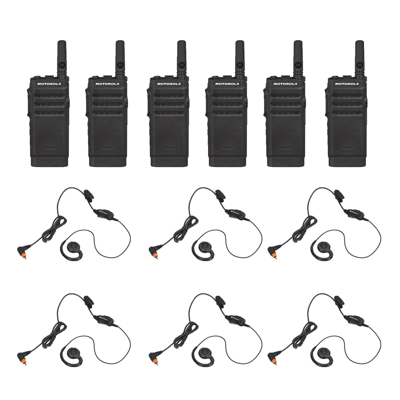 Motorola SL300 Non Display 6 Pack plus 6 PMLN7189 Swivel Earpiece