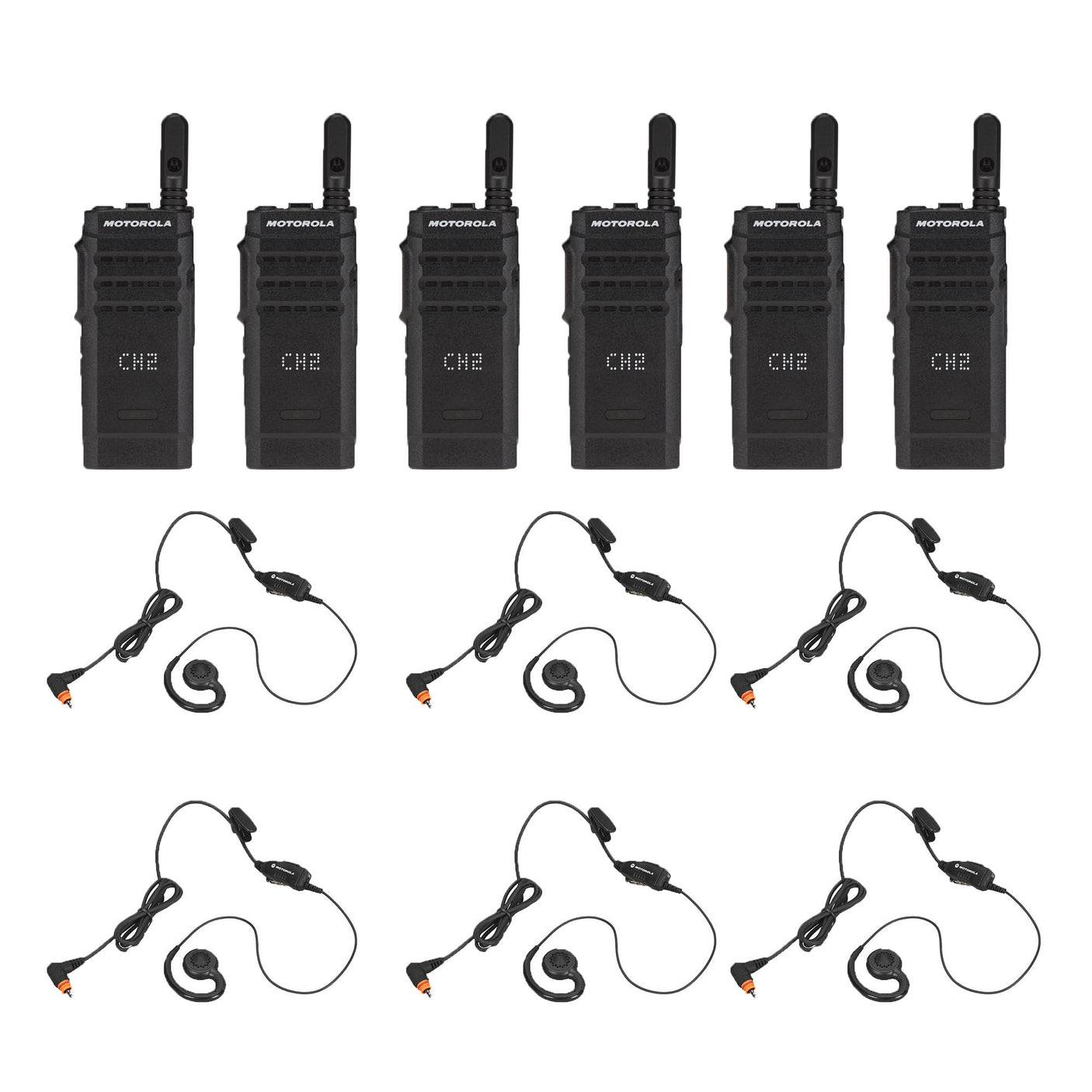 Motorola SL300 Display 6 Pack plus 6 PMLN7189 Swivel Earpiece