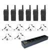 Motorola SL300 Non Display 6 Pack plus Multi Unit Charger and 6 PMLN7189 Swivel Earpiece