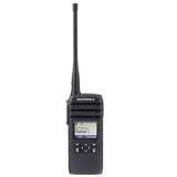 High-resolution image of the Motorola DTR600 digital two-way radio. This durable, license-free radio operates on the 900 MHz frequency, offering private, interference-free communication with long battery life and secure channels.