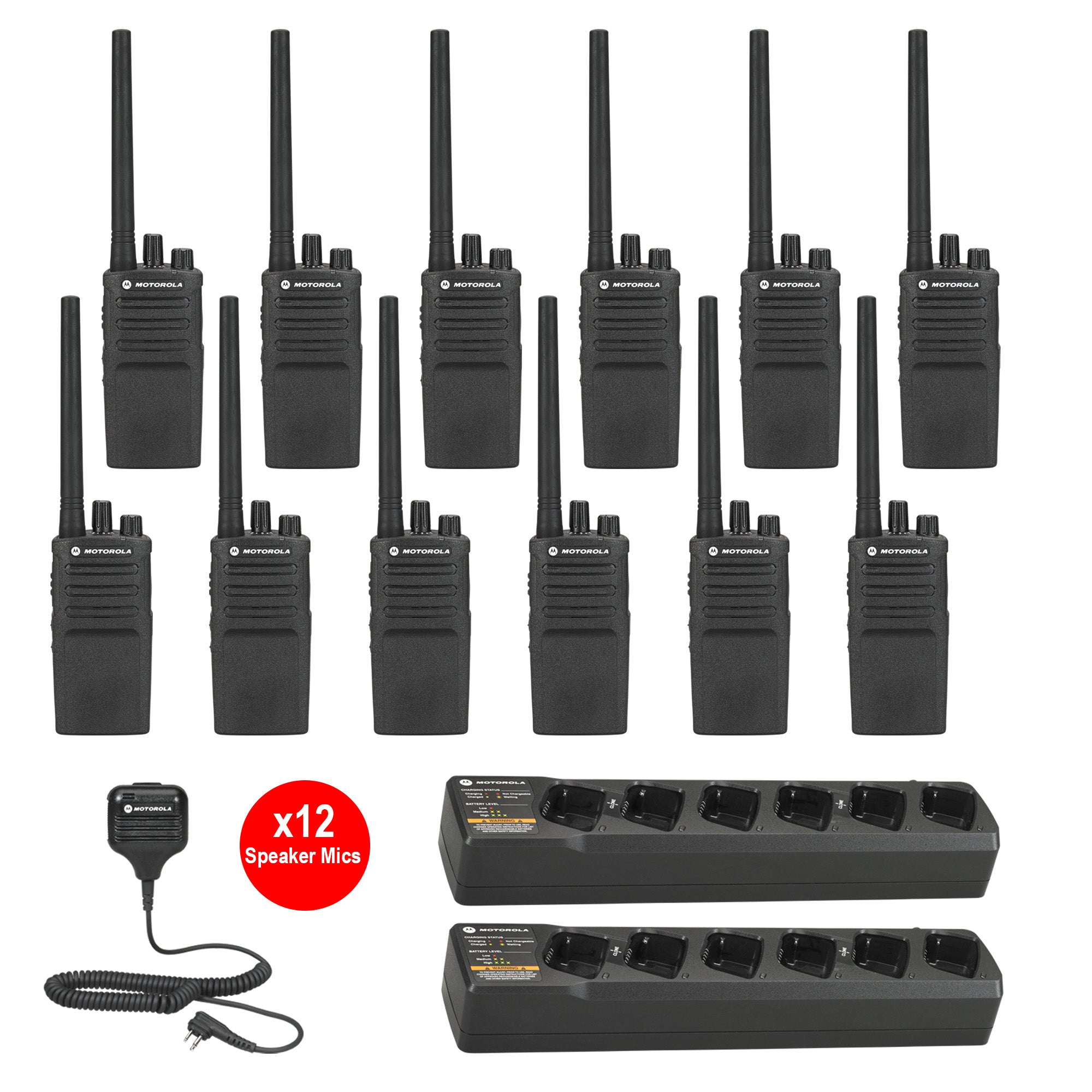 Motorola RMV2080 12 Pack with Multi Unit Chargers and Speaker Microphones