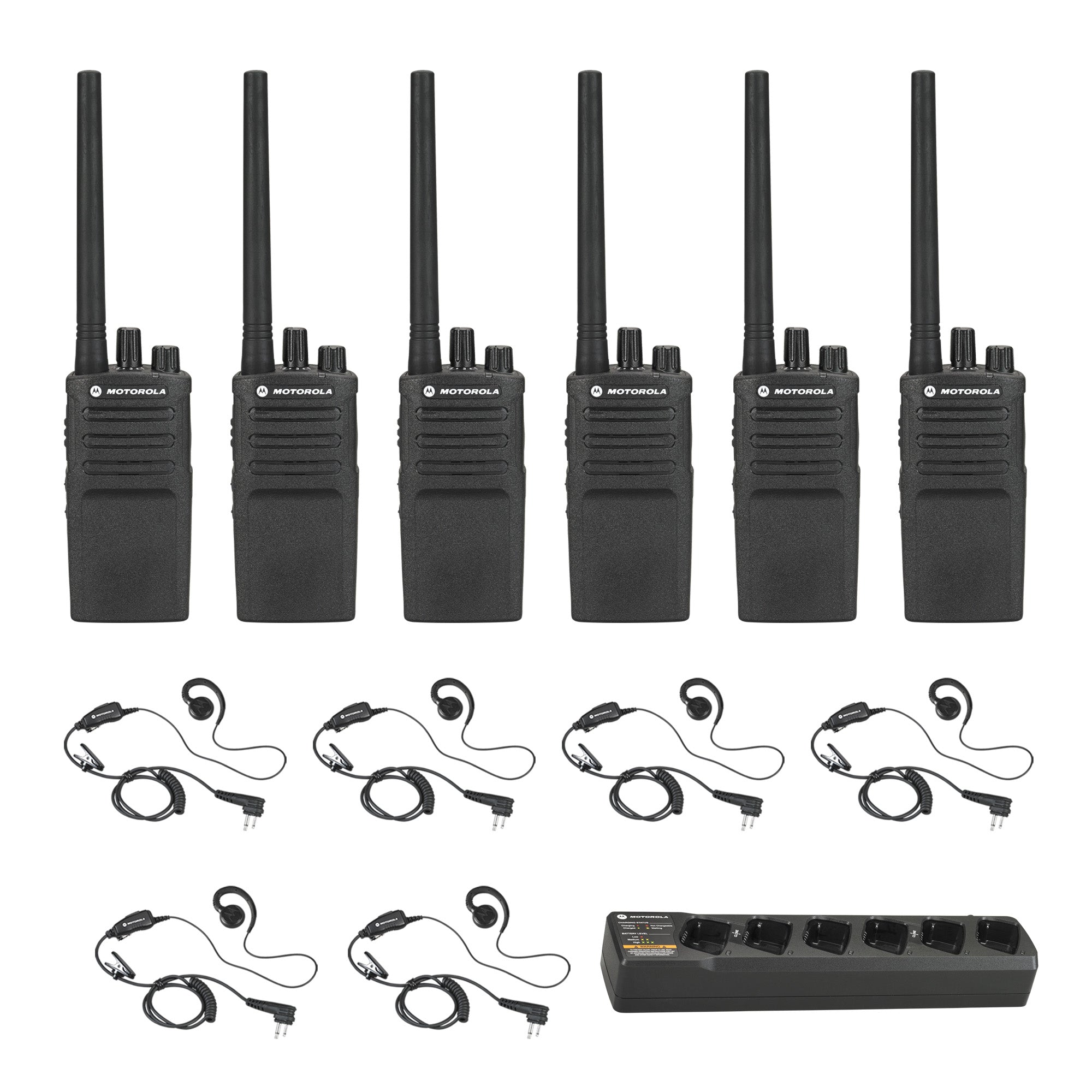 Motorola RMV2080 6 Pack with Multi Unit Charger and Headsets